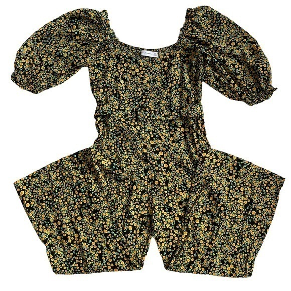 Faithfull the Brand Black and Yellow Floral Romper - Picture 1 of 6
